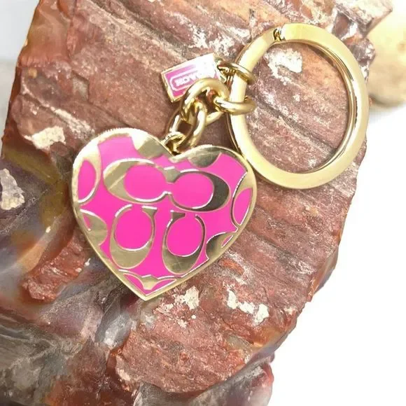COACH Pink Gold Heart Key Chain / Purse Fob - Picture 6 of 9